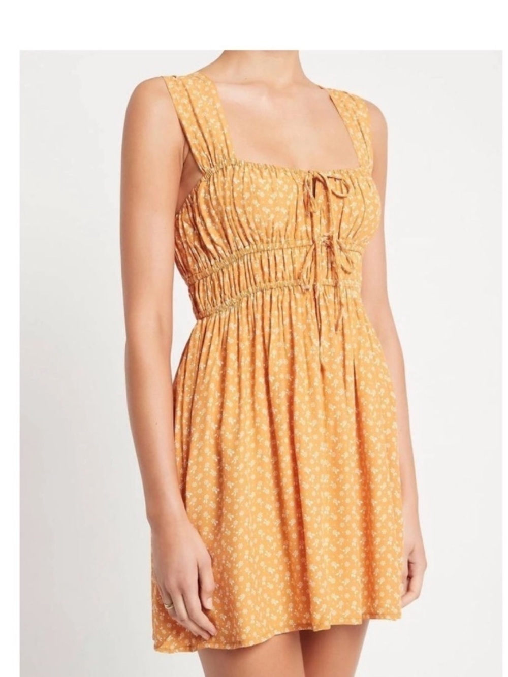 Faithfull The Brand Praia Mini Dress Ermita Floral Yellow Milkmaid Dress 6 NWT - Picture 3 of 10